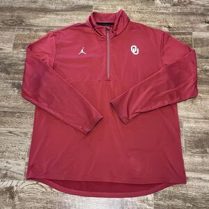 Jordan Pullover Mens XL Red Oklahoma Sooners OU Quarter Zip Shirt Jumpman 1/4